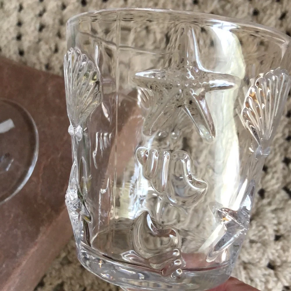 Clear Embossed Coastal Shell Goblet - Set of 2